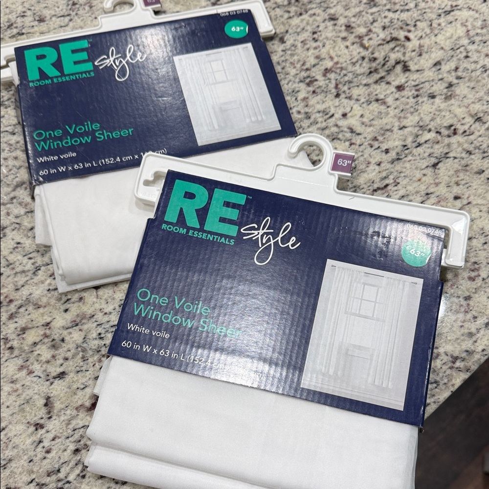 Room Essentials Style Sheer White Voile Window Sheer. Set Of Two 63” Voile.